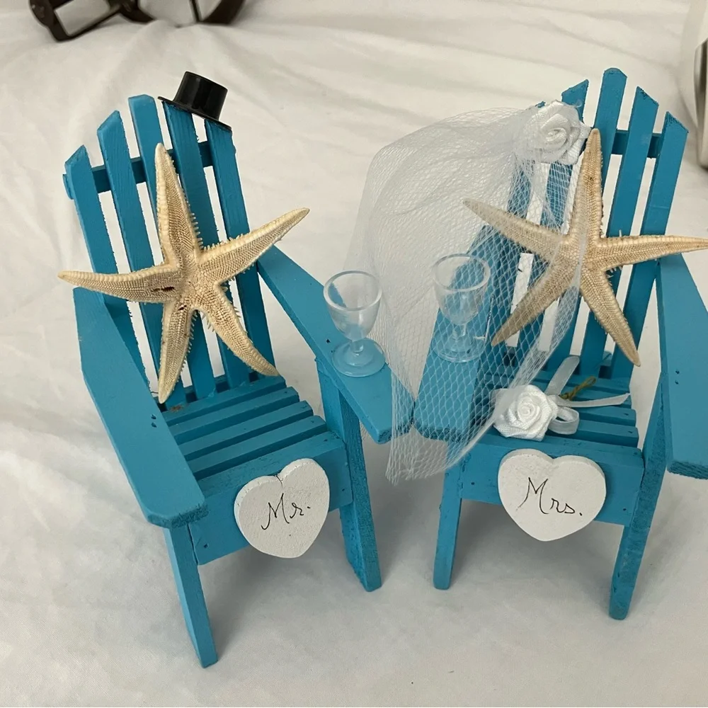 Blue Adirondack Chair Wedding Cake Topper set